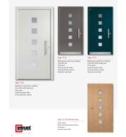 Type 1114 ModernLine – Ocean Blue Uadi Glass ModernLine Entry Door, Aluminium Wood Hybrid, Flush Protective Rosette, Custom Handle, Top European Quality, Double/Single Leaf Option